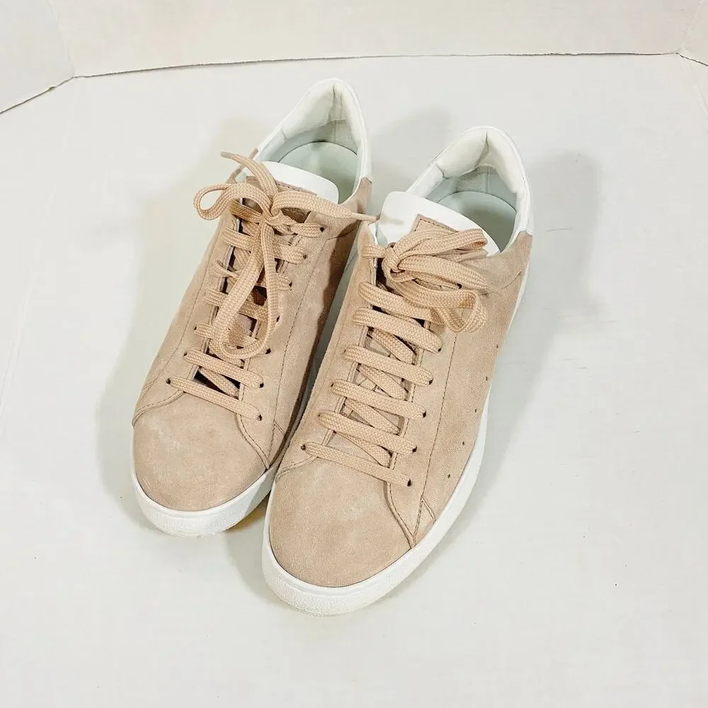 To Boot New York Blush Pink & White Suede Lace Up Extralight Sneakers Sz 10